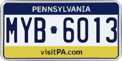 PA license plate MYB6013