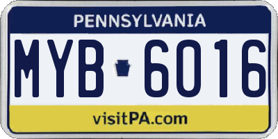 PA license plate MYB6016