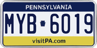 PA license plate MYB6019