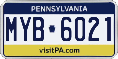 PA license plate MYB6021