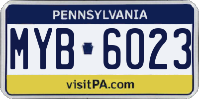 PA license plate MYB6023