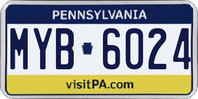 PA license plate MYB6024