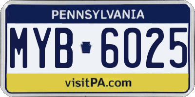 PA license plate MYB6025