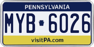 PA license plate MYB6026