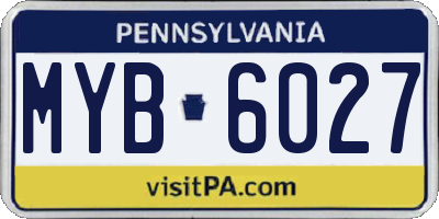 PA license plate MYB6027