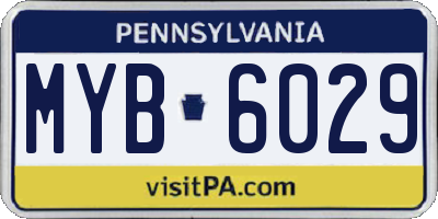 PA license plate MYB6029