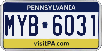 PA license plate MYB6031