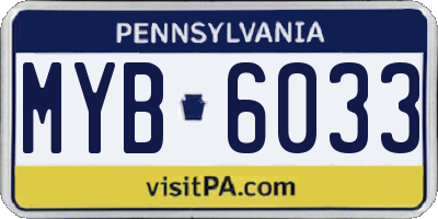 PA license plate MYB6033