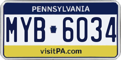 PA license plate MYB6034