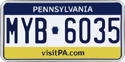 PA license plate MYB6035