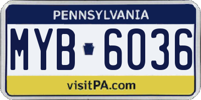 PA license plate MYB6036