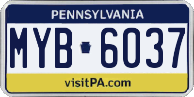 PA license plate MYB6037