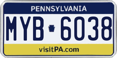 PA license plate MYB6038