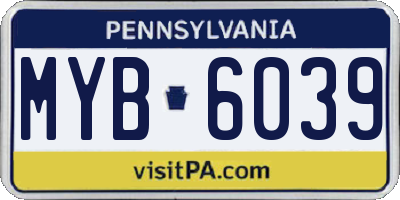 PA license plate MYB6039