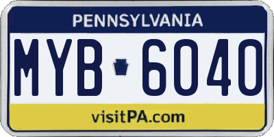 PA license plate MYB6040