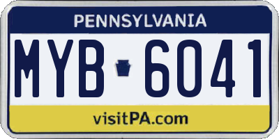 PA license plate MYB6041