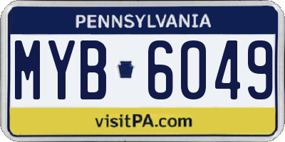 PA license plate MYB6049