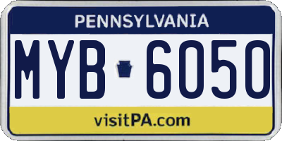PA license plate MYB6050