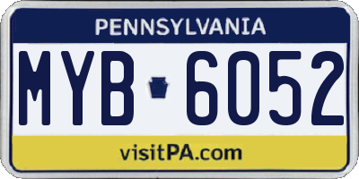 PA license plate MYB6052