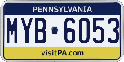 PA license plate MYB6053