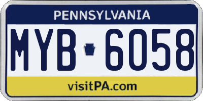 PA license plate MYB6058
