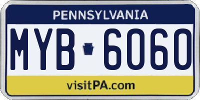 PA license plate MYB6060
