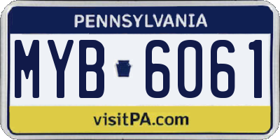 PA license plate MYB6061