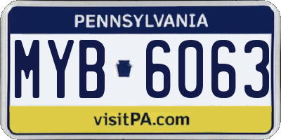 PA license plate MYB6063