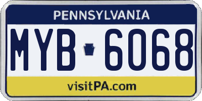 PA license plate MYB6068
