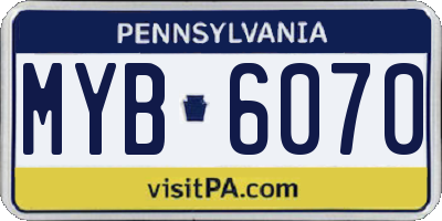 PA license plate MYB6070