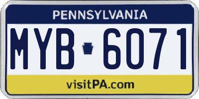 PA license plate MYB6071