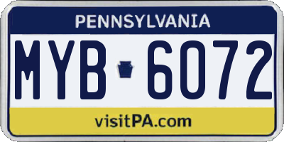 PA license plate MYB6072