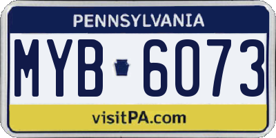 PA license plate MYB6073