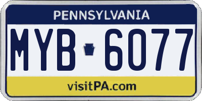 PA license plate MYB6077