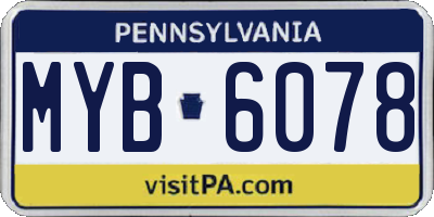 PA license plate MYB6078