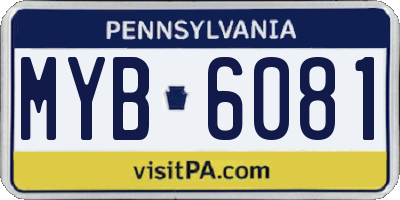 PA license plate MYB6081