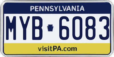 PA license plate MYB6083