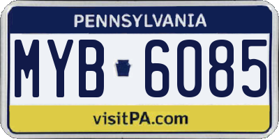 PA license plate MYB6085