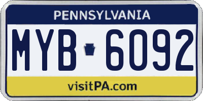 PA license plate MYB6092