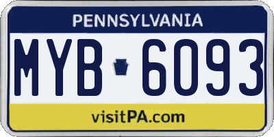 PA license plate MYB6093
