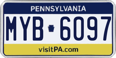 PA license plate MYB6097