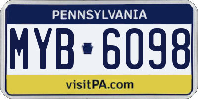 PA license plate MYB6098