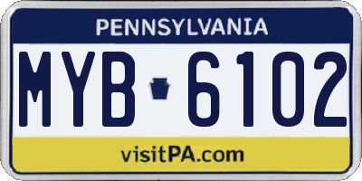 PA license plate MYB6102