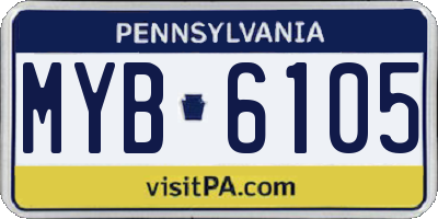 PA license plate MYB6105