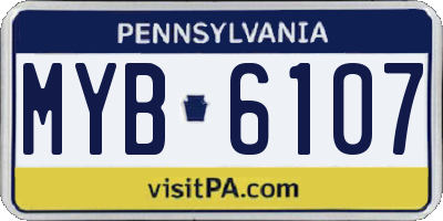 PA license plate MYB6107