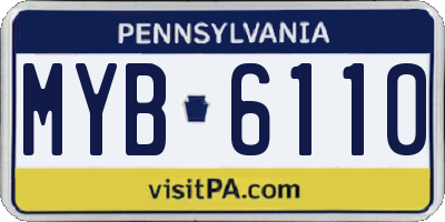 PA license plate MYB6110