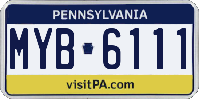 PA license plate MYB6111