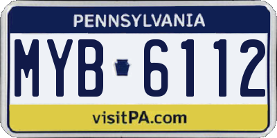 PA license plate MYB6112