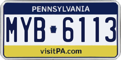 PA license plate MYB6113