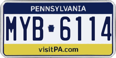 PA license plate MYB6114